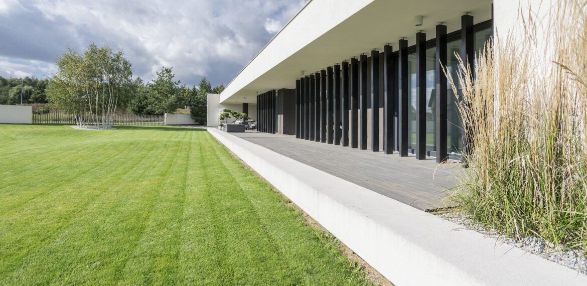 Luxury house with proper lawn care